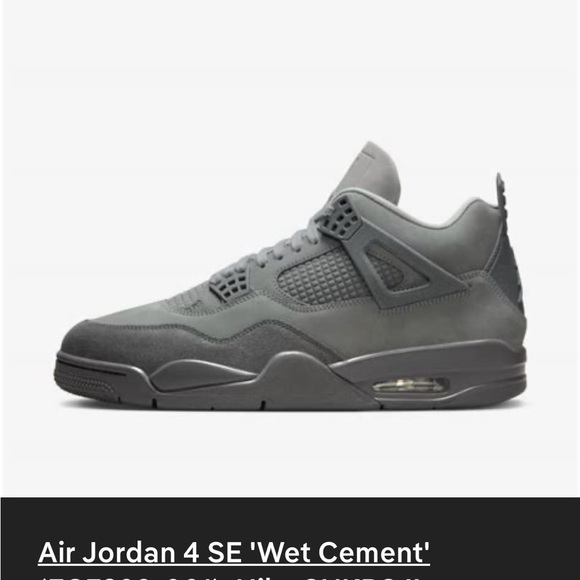 Nike Jordan 4 Grey Retro SE Wet Cement Sneakers FQ7928-001 - Picture 2 of 16